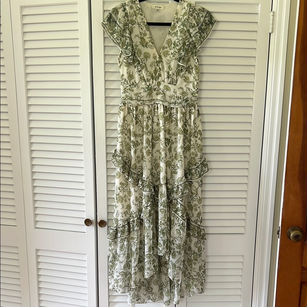 Max Studio Green and White High Low Sundress